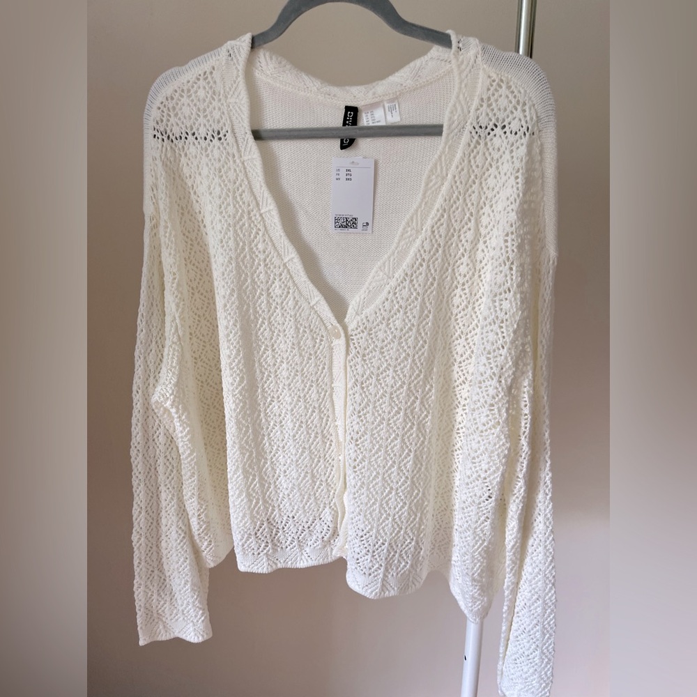NWT H&M Pointelle Flared Sleeve Cardigan